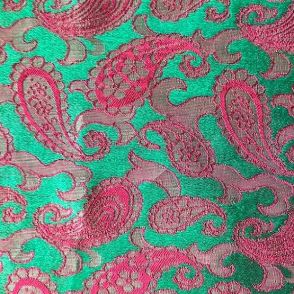 PINK GREEN PAISLEY Seidenjacquard aus Vietnam